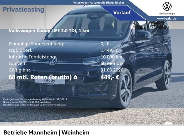 Volkswagen Caddy Life Energy 2.0 TDI Klima AHK Allwetter