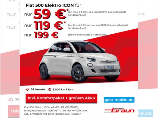 Fiat 500e Icon 42 KWh inkl. Komfortpaket - Limitierte Sonderaktion