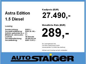 Opel Astra Edition 1.5 Diesel