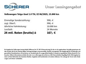 Volkswagen Taigo GOAL 1.0 TSI NAVI CARPLAY SHZ ACC GJR