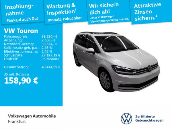 Volkswagen Touran 2.0 TDI DSG Highline 7Sitze Navi AHK Pano Kam ACC DAB+ LED FrontAssist