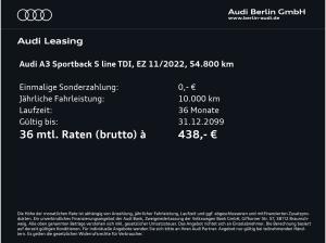 Audi A3 Sportback S line 35 TDI S tr. LED NAVI RFK