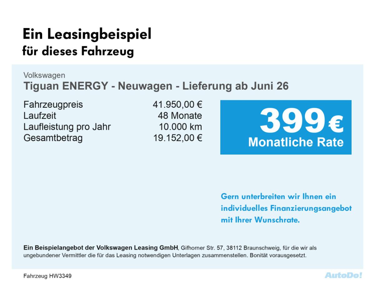 Volkswagen Tiguan ENERGY - Neuwagen - Lieferung ab Juni 26
