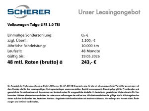 Volkswagen Taigo Life 1,0 l TSI OPF 7-Gang-Doppelkupplungsgetriebe DSG