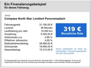 Jeep Compass North Star, Limitiert Panoramadach