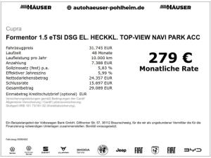 Cupra Formentor 1.5 eTSI DSG EL. HECKKL. TOP-VIEW NAVI PARK ACC LED