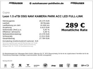 Cupra Leon 1.5 eTSI DSG NAVI KAMERA PARK ACC LED FULL-LINK