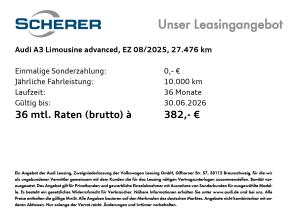 Audi A3 Limousine advanced 35 TDI S tronic NAVI RFK SHZ ACC