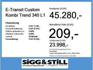 Ford Transit Custom 🔋E-BUS Trend 340 L1🔋8-9 SITZE*AHK*NAVI*LED*CAM
