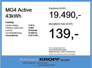 MG MG4 4 Active 43kWh ACC+LED+SHZ+360+Fernlichtass.
