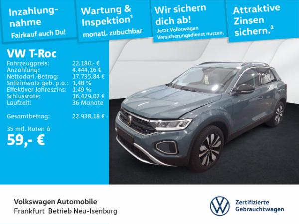 Volkswagen T-Roc 1.0 TSI Goal Navi Spurwechselassistent LED Heckleuchten Sitzheizung DAB+
