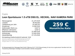 Cupra Leon Sportstourer 1.5 eTSI DSG EL. HECKKL. NAVI KAMERA PARK ACC LED