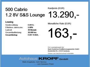 Fiat 500 Cabrio 1.2 8V S&S Lounge Pano+SD+LM+PDC+AUT