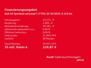 Audi A3 Sportback 1.5 TFSI advanced AHK+LED+RFK+MMI-Plus