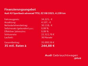 Audi A3 Sportback 30 TFSI advanced AHK+LED+RFK+SONOS