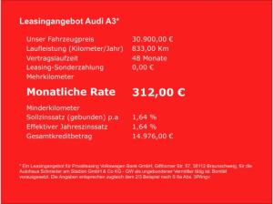 Audi A3 SPORTBACK TFSI 85 kW +AHK+VIRTUAL+NAVI+SHZ