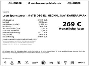 Cupra Leon Sportstourer 1.5 eTSI DSG EL. HECKKL. NAVI KAMERA PARK ACC LED