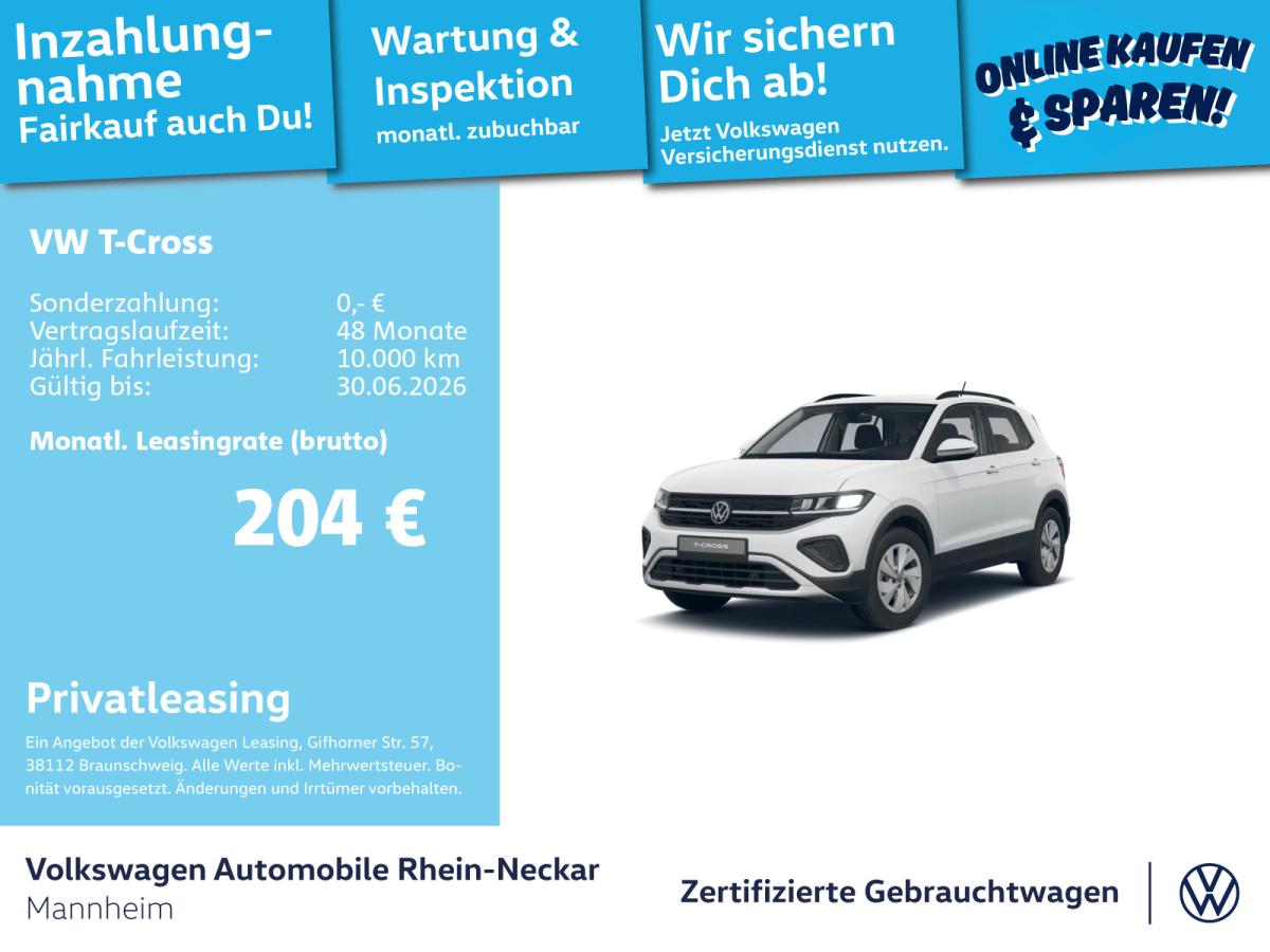Volkswagen T-Cross 1.0 TSI Life GAR 2030 App-Connect PDC LED uvm.