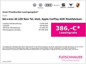 Audi Q4 e-tron e-tron 40 LED Navi Tel.-Vorb. Apple CarPlay AHK Rückfahrkam. Temp ACC SHZ PDCv+h