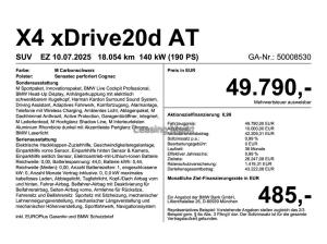 BMW X4 xDrive20d AT Navi Bluetooth PDC MP3 Schn. HeadUp