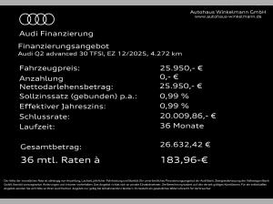 Audi Q2 advanced 30 TFSI Navi Kamera AHK LED Audi Sound *sofort verfügbar* U.V.M.