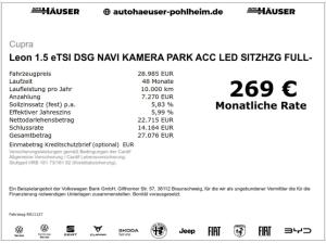 Cupra Leon 1.5 eTSI DSG NAVI KAMERA PARK ACC LED SITZHZG FULL-LINK