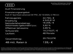 Audi A1 Sportback advanced 30 TFSI LED CARPLAY GRA