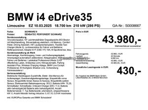 BMW i4 eDrive35 Innovationsp. Klimaaut. Memory vorn