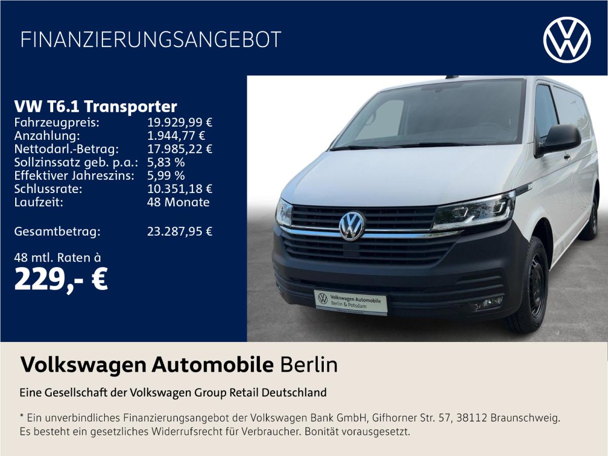Volkswagen T6.1 Kasten L1H1 2.0 TDI Klima Radio SHZ GRA PDC