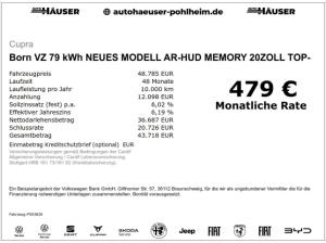 Cupra Born VZ 79 kWh NEUES MODELL AR-HUD MEMORY 20ZOLL TOP-VIEW NAVI PARK