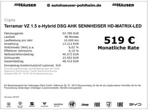 Cupra Terramar VZ 1.5 e-Hybrid DSG AHK SENNHEISER HD-MATRIX-LED 20ZOLL