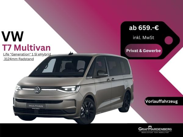 Volkswagen T7 Multivan Life "Generation" (0,5% Versteuerung für Gewerbekunden) 1,5l eHybrid Langer Überhang