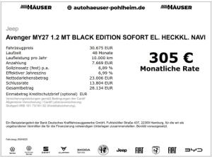 Jeep Avenger MY27 1.2 MT BLACK EDITION SOFORT EL. HECKKL. NAVI ACC KAMERA
