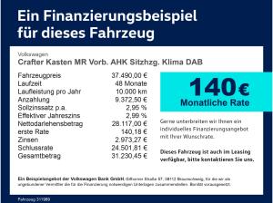 Volkswagen Crafter Kasten MR Vorb. AHK Sitzhzg. Klima DAB ZV