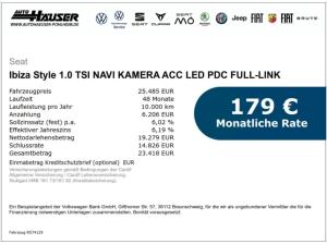Seat Ibiza Style 1.0 TSI NAVI KAMERA ACC LED PDC FULL-LINK SITZHZG