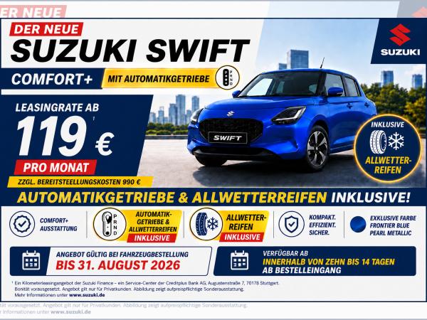 Suzuki Swift "Comfort+" AUTOMATIK + ALLWETTERREIFEN - Nur bis 31.08.2026 !!!