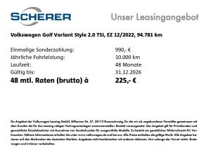 Volkswagen Golf VIII Variant 2.0 TSI, *1,99%*, STYLE, DSG, NAVI, AHK, RFK, LED+, TRAVELASSIST,