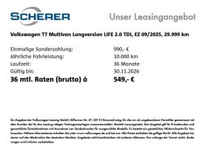 Volkswagen T7 Multivan Langversion 2.0 TDI, DSG, 7-SITZER, NAVIPRO, RFK, MATRIX, E-HKLAPPE, PARKASSIST, APP