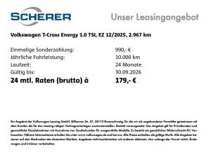 Volkswagen T-Cross ENERGY 1.0 TSI , 6-GANG, ENERGY, NAVI, ACC, CLIMATRONIC,APP-CONNECT WIRELESS