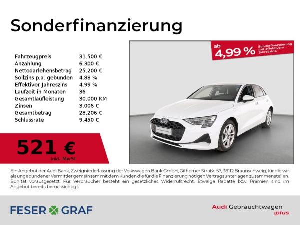 Audi A3 Sportback TFSIe S tronic virt./LED/Standhzg.