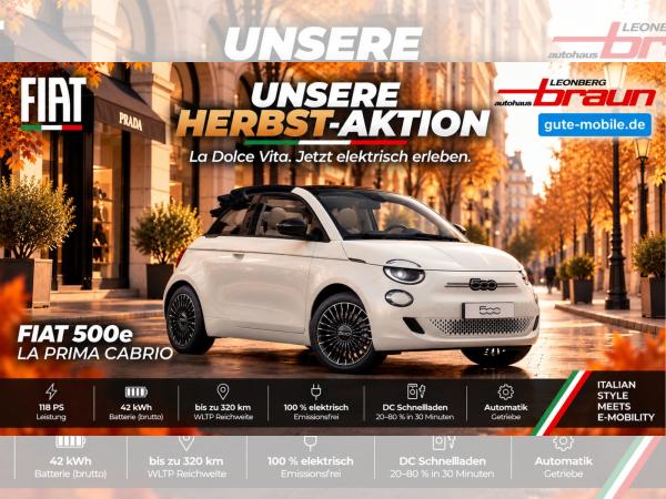 Fiat 500e Cabrio La Prima 42 kWh - "Herbst-Special"