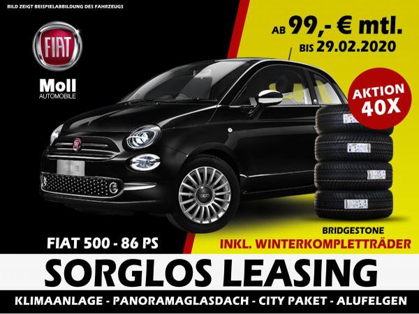 Foto - Fiat 500 63 KW Lounge "Sorglos Leasing" Klima, Alu, PDC, Panoramadach inkl. Winterkompletträder