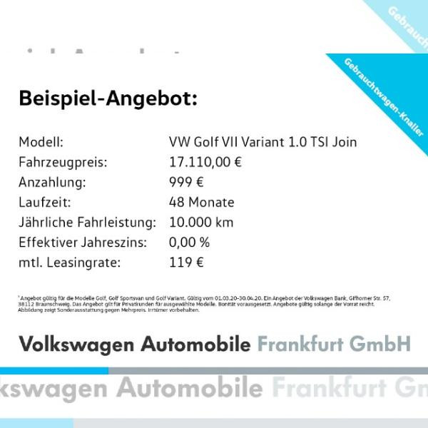 Foto - Volkswagen Golf VII Variant 1.0 TSI Join Navi Einparkhilfe Anschlussgarantie Variant 1,0 CLBMT 85 TSI M6F