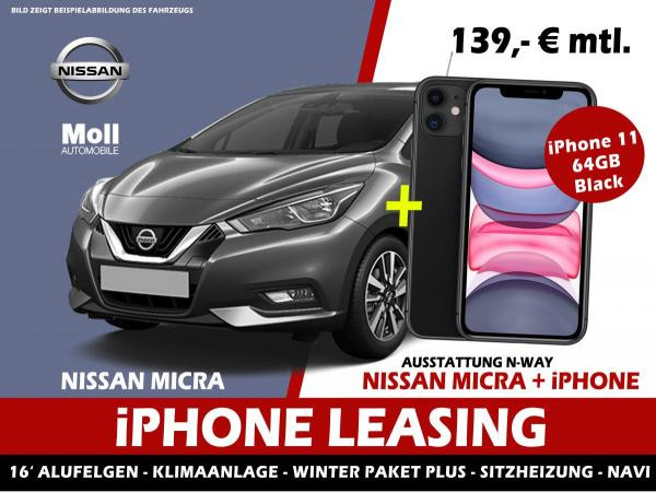Foto - Nissan Micra "iPhone 11 Leasing" N-Way Klima, Alu, Navi , Rückfahrkamera etc. **AKTION**