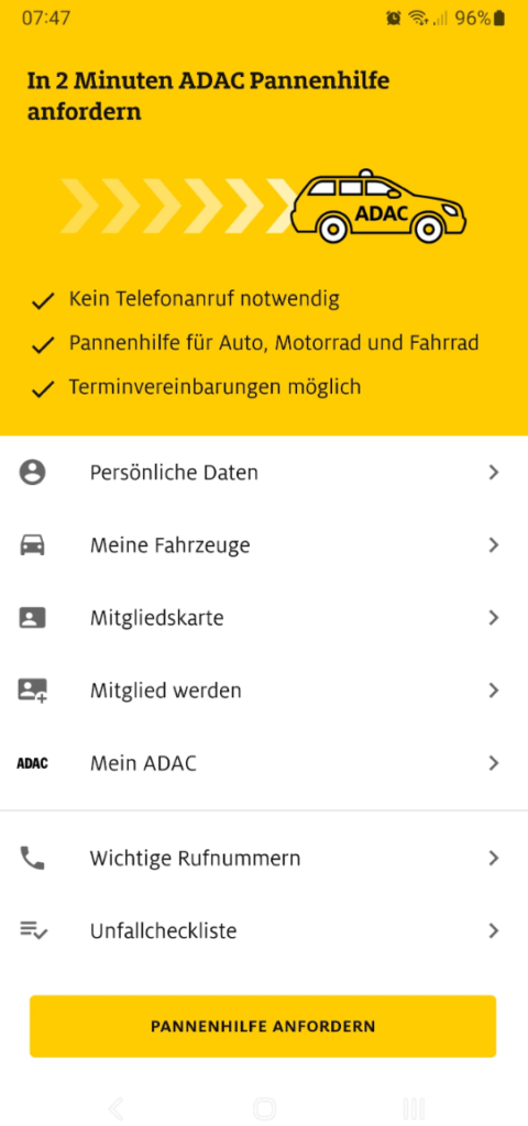 adac pannenhilfe anfordern