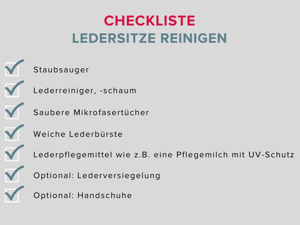 checkliste zum ledersitze reinigen