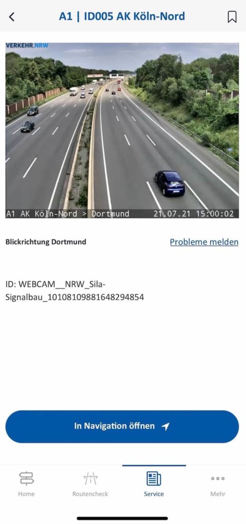 autobahn app detaillierte ansicht webcam