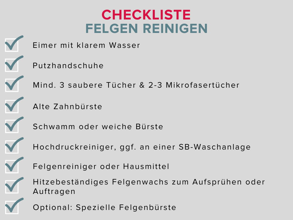 checkliste zu optimalen felgenreinigung