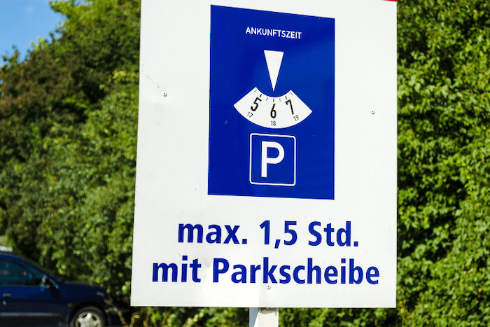 informationsschild parkscheibe