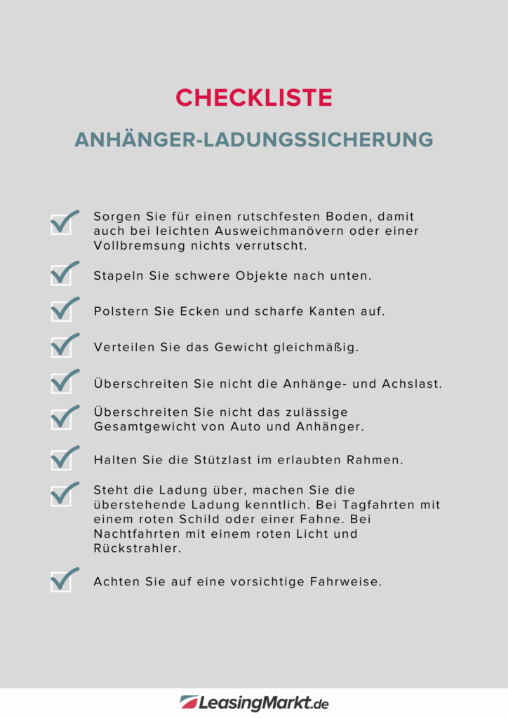 checkliste optimale ladungssicherung pkw anhaenger